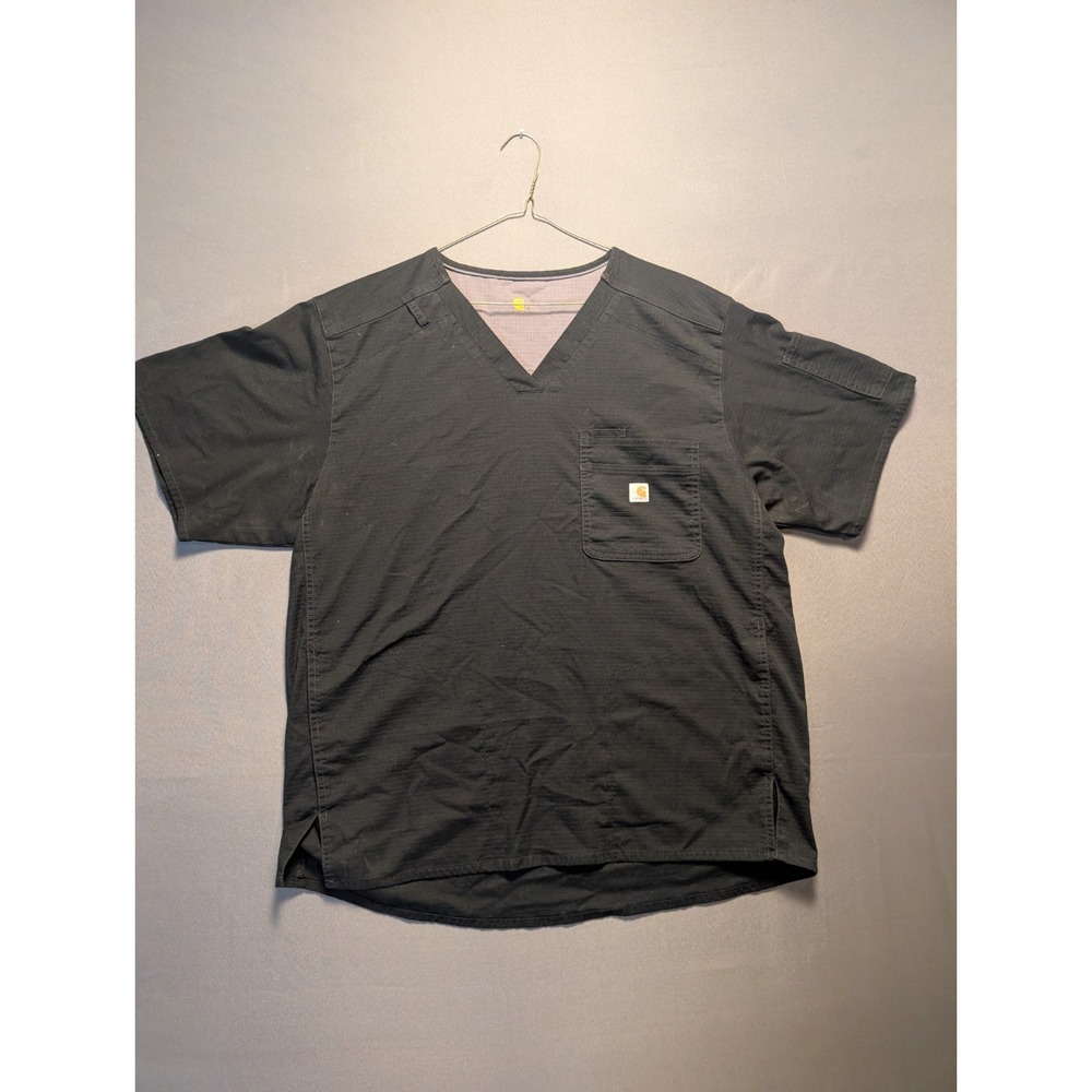 Carhartt Ripstop Utility Scrub Top Mens L Black Durable Stretch Medical V-Neck